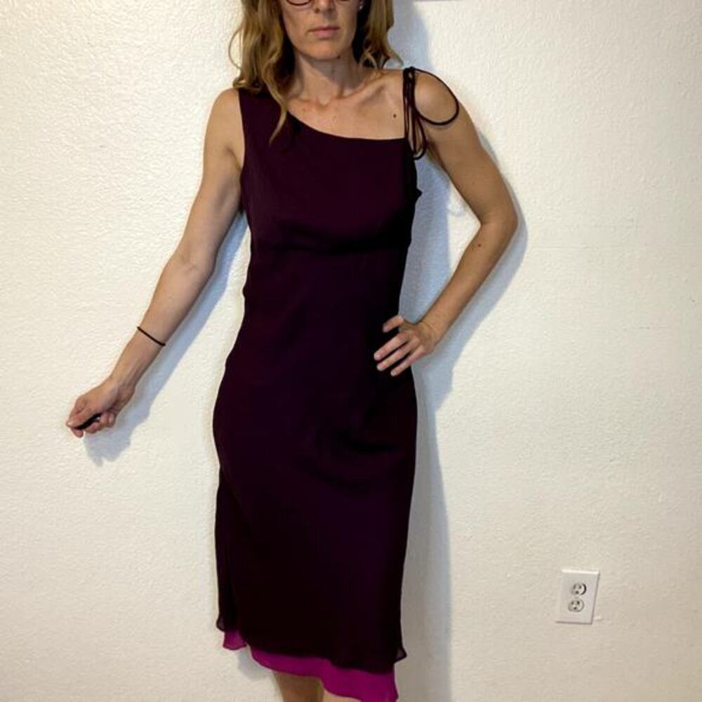 Vintage‎ Y2K Studio Soleil Purple One Tie Shoulder Midi Dress Size Large Fairy